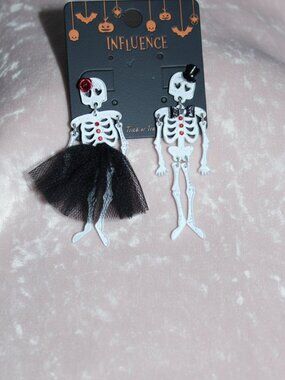 Halloween Skeleton Couple Statement Earrings